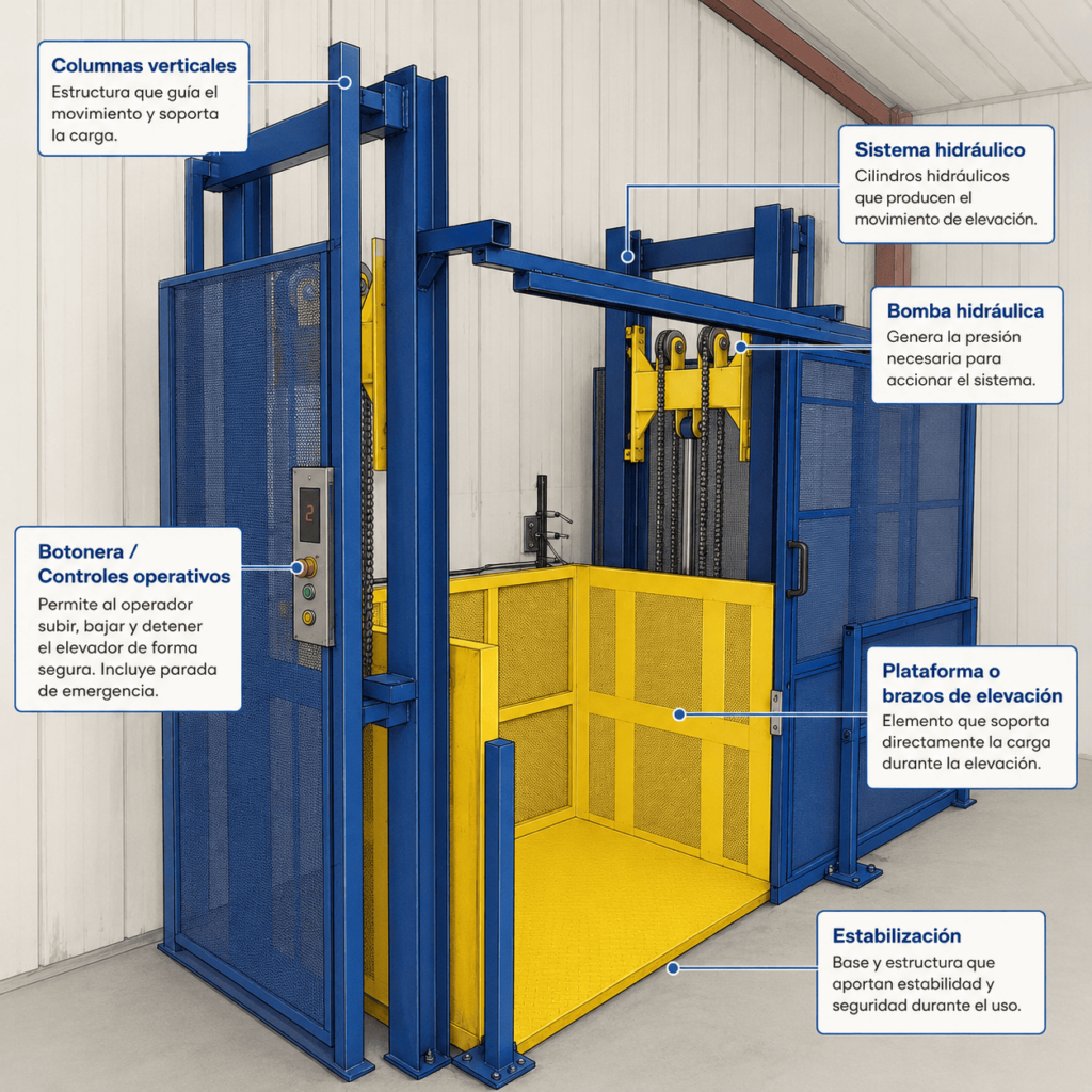 Partes de los elevadores de columna
